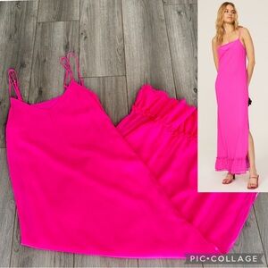 Line and Dot Adelyn Ruffle Hem Maxi Dress Hot Pink Medium